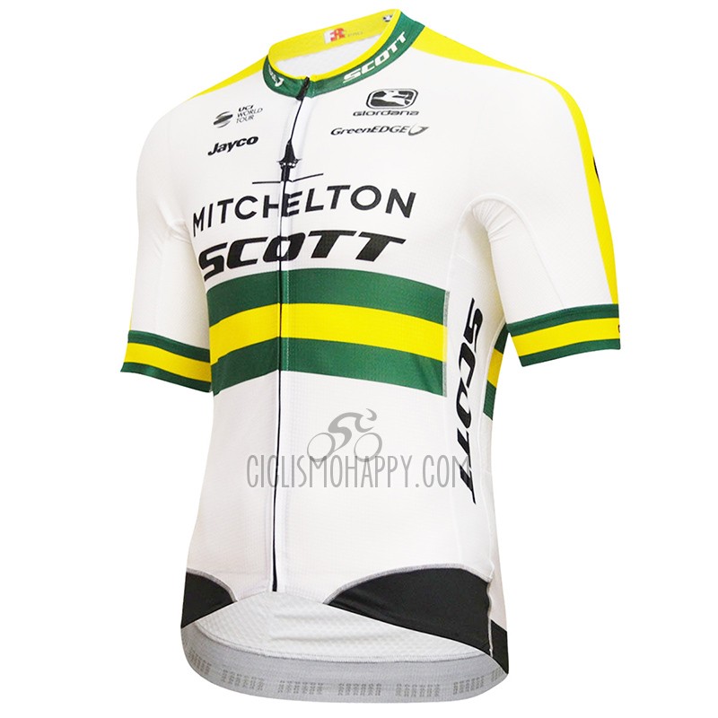 Micheliton Scott Cycling Jersey Bib Short 2018 Men Short Sleeve White